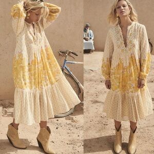 Spell Yellow Rose Boho Midi Dress in Honeysuckle